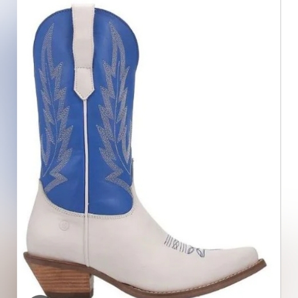 Dingo Blue and White Hold Yer Horses Womens Western Boots DI912-BLUE. - Picture 1 of 11